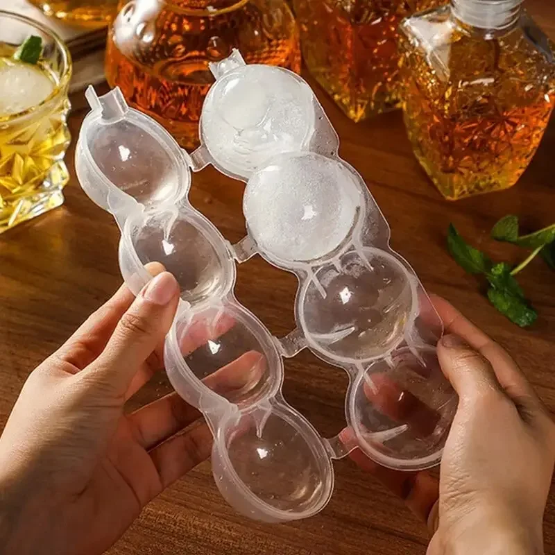 Ice Mold 1Pc 4 Hole PP Transparent Kitchen Ice Box Ice Cream Maker Tool Cube Makers Round Hockey Ball Mould Popsicle Articles
