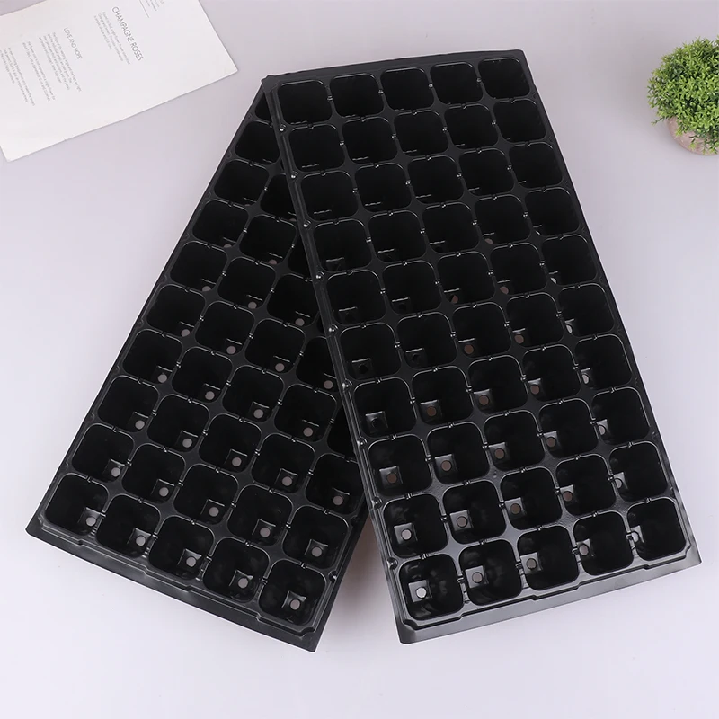 

2Pcs 50 Cells Seedling Trays Plastic Gardening Germination Trays Black Seedling Container Garden Supplies For Vegetable Flower