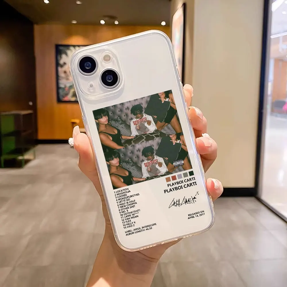thumbnail image 1 of Playboi Carti rapero funda de teléfono transparente para IPhone 11 12 14 15 Pro Max XS MAX XR X 13 Mini 7 8 Plus funda de silicona suave, 1 of 4