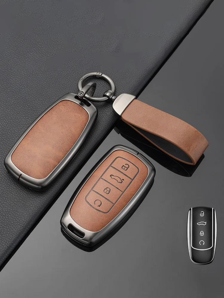 Vintage Leder für Chery Tiggo 8 PRO PRO MAX OMODA 5C7 PRO MAX Fernbedienung Autoschlüsselhülle Fob Schutz Schlüsselanhänger Zubehör – Detail 1