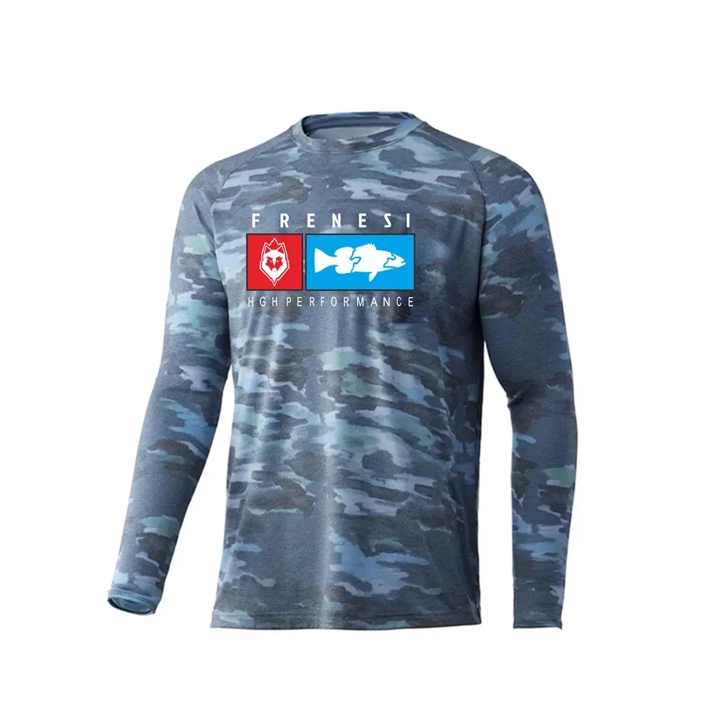 

Frenesi Fishing Shirts Men Crewneck Summer Quick Dry Long Sleeve Performance Clothes Camisa De Pesca Breathable Angling Clothing