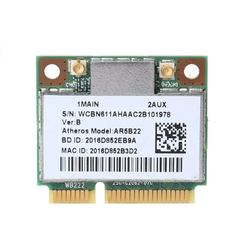 

AR9462 AR5B22 WB222 Half Mini PCIe 300Mbps Bluetooth4.0 WLAN Wifi Wireless Card Adapter for PC Computer Laptop