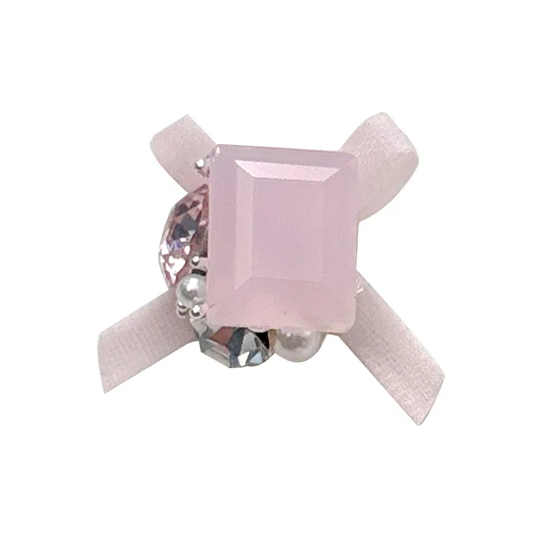 5PCS 3D Organza 리본 활 네일 아트 매력 액세서리 손톱 장식 용품에 대 한 Rhonestones 부품 매니큐어 장식 재료