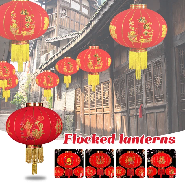 Pelyhes Ruhák Piros Lámpás Kínai Újévi Ajtó Függő Lámpák Tavaszi Fesztivál Utcai Medálok Hagyományos Otthoni Dekoráció - Image 5
