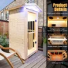 Outdoor Sauna Wooden Far Infrared Saunas Spa 1300W Low-EMF Dry Sauna Room for One Person Finland Spruce Wood 4