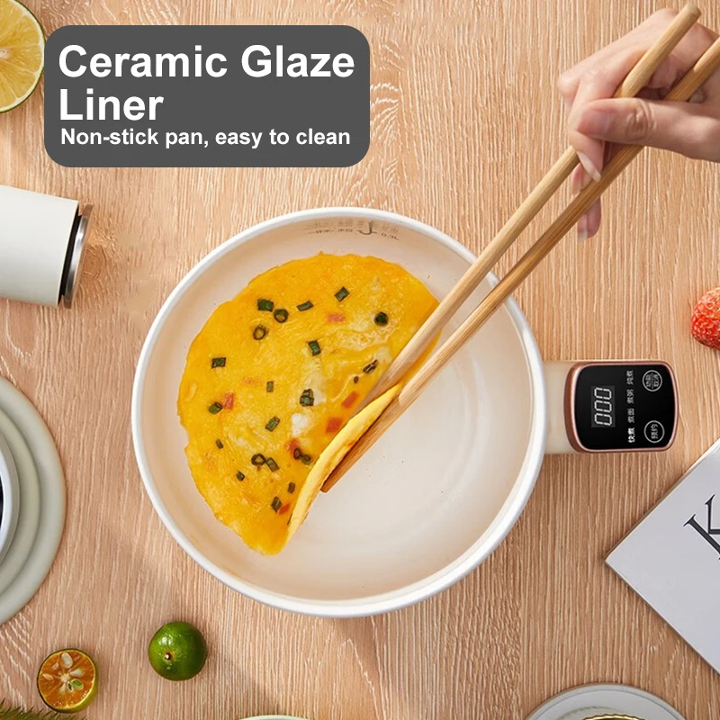 1.2L Portable Electric Cooker Smart Touch Rice Cooker Ceramic Glaze Non-stick Electric Hot Pot For Dormitory Office Noodle Pot