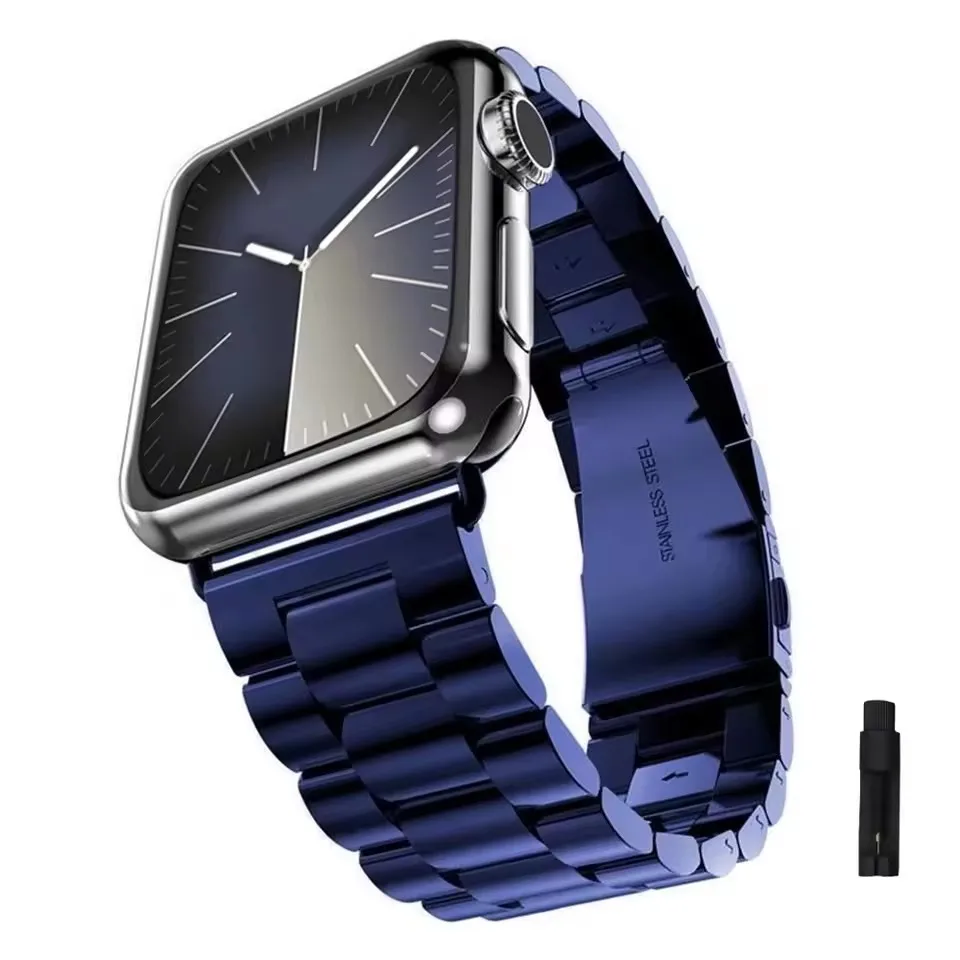 ตัวเลือกสินค้า สายโลหะสีเงินสุดหรูสำหรับ Apple Watch หลายขนาด