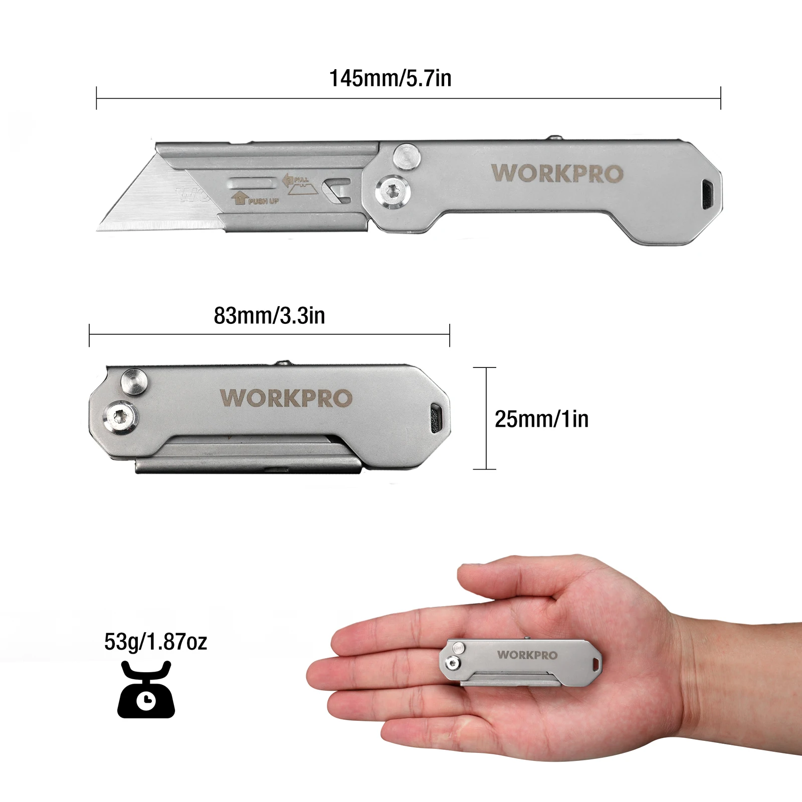 WORKPRO EDC Folding Utility Knife, Mini Box Cutter Quick Change Blade Razor Knife, Foldable Small Pocket Knife with Belt Clip 2
