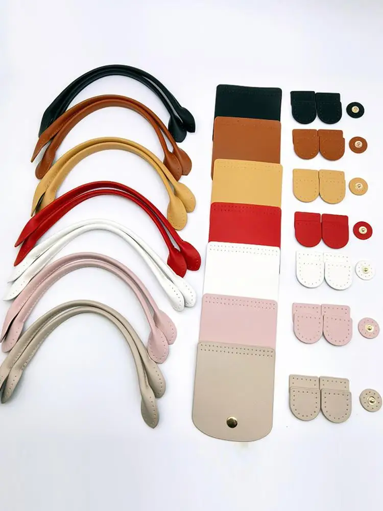 3Pcs/Set PU Leather Flap Cover Making Handbag Dumpling Bag Solid Color Leather Shoulder Bag Strap Crochet Handbag Accessories