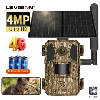 LS VISION Solar Hunting Trail Camera 14MP 4G SIM Card IP66 Waterproof 20M PIR Motion Detection Wildlife Camera IR Night Vision 1