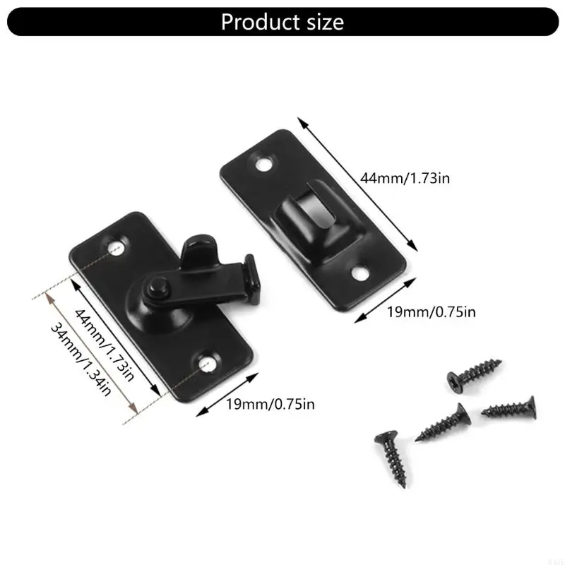 3pcs Small Stainless Steel Door Latches 90 Degree Slide Lock Accessory for Indoor and Outdoor Use with Screws