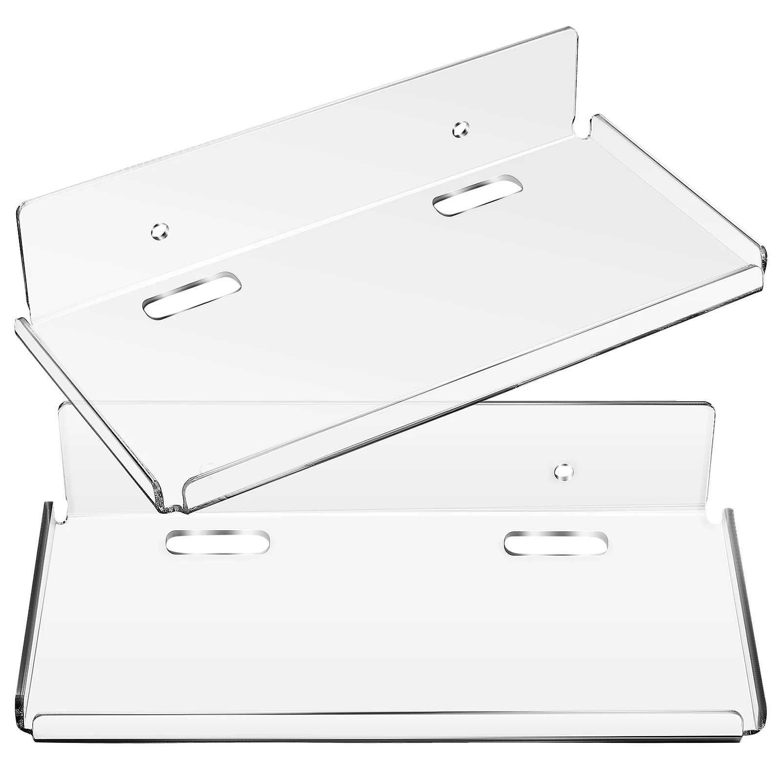 

2pcs Acrylic Floating Wall Shelves Wall Mounted Shelves No Punching Shelves for Bedroom Living Room