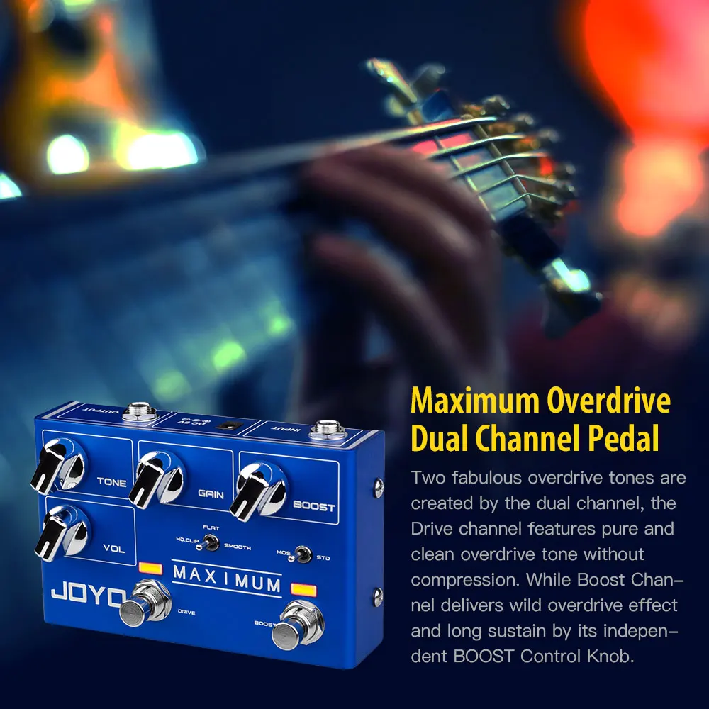 R-05 MAXIMUM Overdrive Guitar Pedal Clean Overdrive Tones Independent BOOST Cont