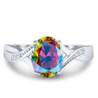 2CT Classic Pigeon Egg Dcolor Moissanite Circular Curve Ring