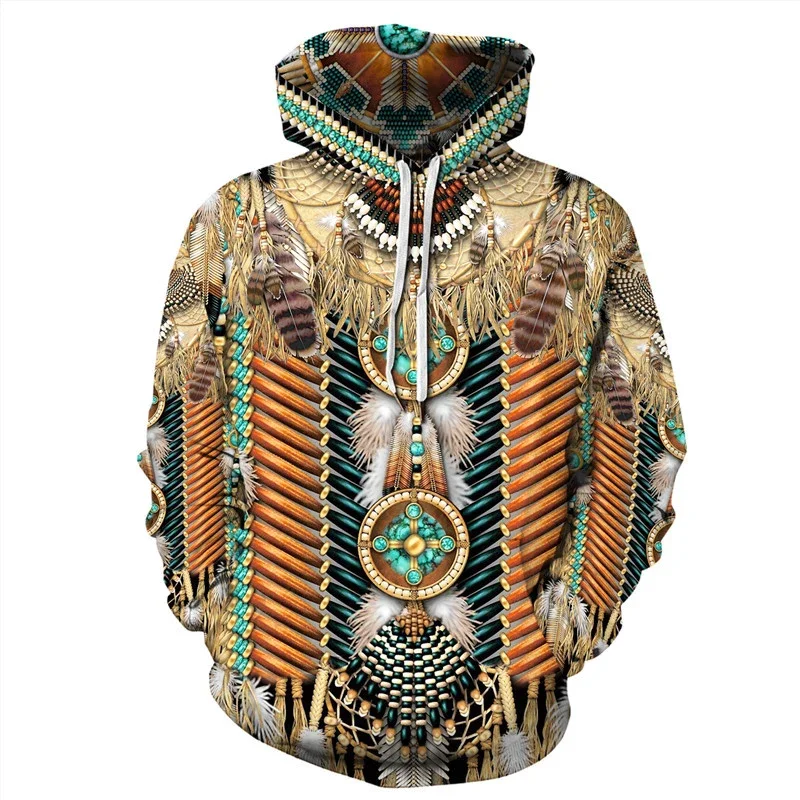 Men's Hoodie Casual Fashion Indian Bohemian Men's Hoodie Loose 3D Printed Harajuku y2k Men's Sweatshirt Streetwear Menswear