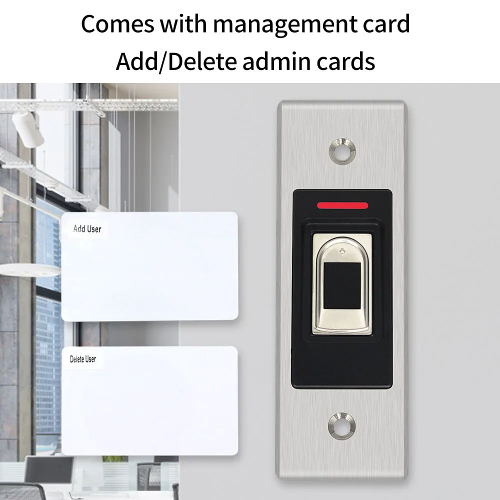 IP68 Waterproof Metal Fingerprint Access Control Keypad Concealed Mounted in Wall Installation Controller Security Door Opener