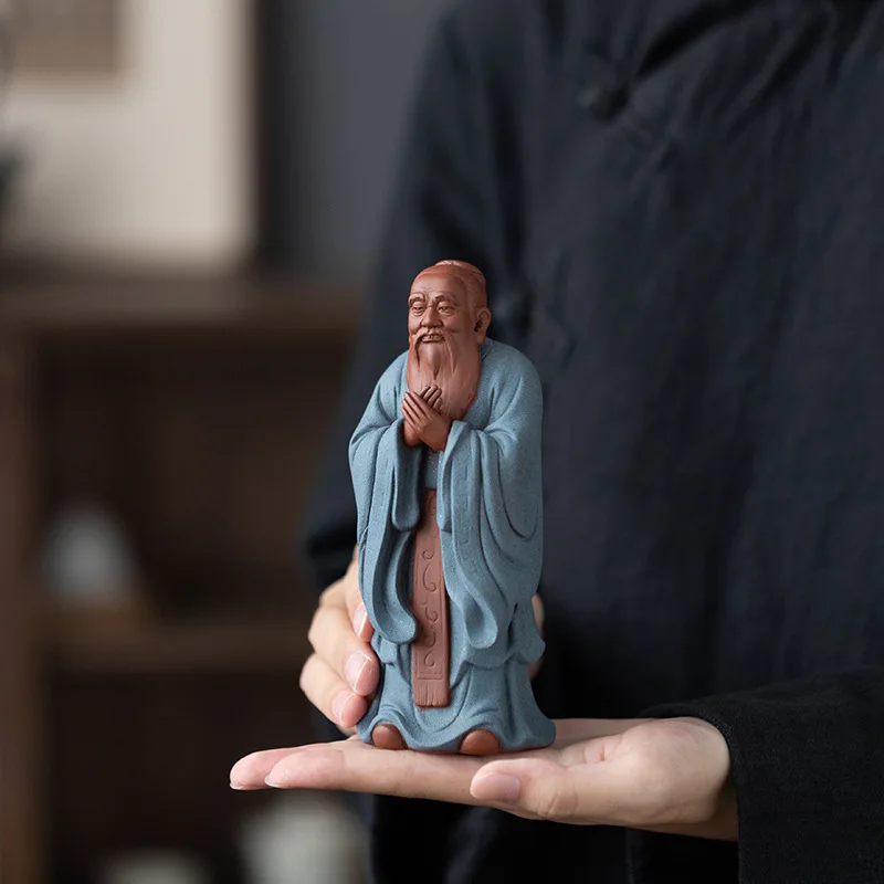 Handmade Meditating Sculpture, Purple Sand, Confucius Kongzi Characters, Home, Room, Office Decoration, Statue, Kongzi