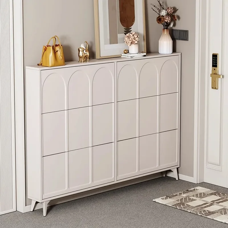 

Роскошные шкафы для обуви с белым дисплеем, пыленепроницаемые конструкции, компактные Шкафы для гостиной, полка для обуви, органайзер, демонстрационная мебель