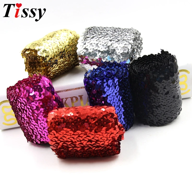 1 Meter Elastic Sequin Trim Lace Ribbon for DIY Crafts and Party Decor