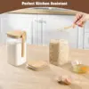 Glass Square Storage Jar with Bamboo Lids Spoon Glass Coffee Canister Food Container for Beans Pasta Candy Spice Rice Loose Tea 5