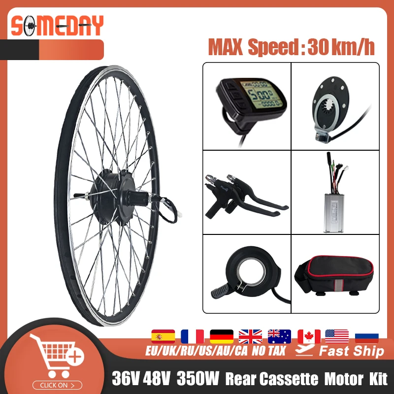 Kit Di Conversione Bicicletta Elettrica 36 V48V 350W Kit Ruota Motore Mozzo Cassetta Posteriore Per Kit Di Conversione Ebike Bicicleta Electrica