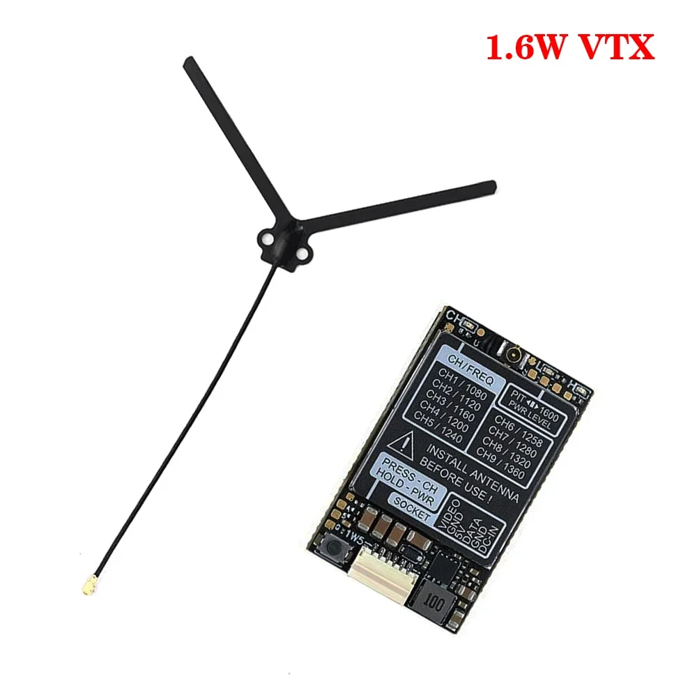 

1.2G 1.2GHz/1.3GHz 1600mW 1.6W VTX Audio Video 25mW/1600mW 9CH Transmitter Module 7-36V for RC FPV Long Range Airplane Drone