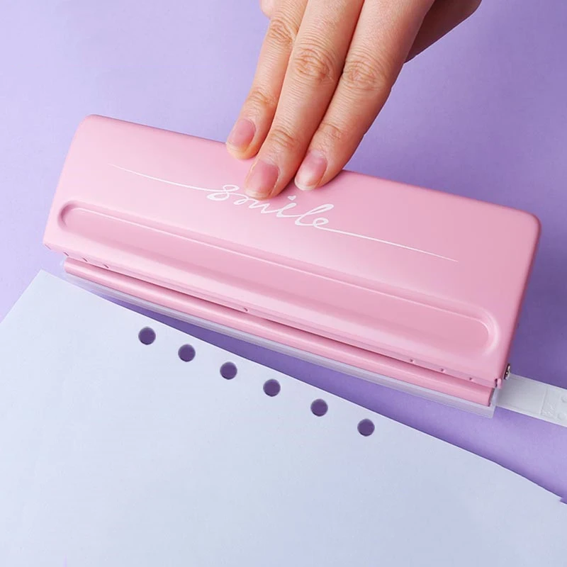 Candy Color Metal 6 Hole Punchers A4/A5/A6/B3/B4/B5 Standard Leaf Paper Punch 6 Hole Adjustable Punch Planner Scrapbooking Tool