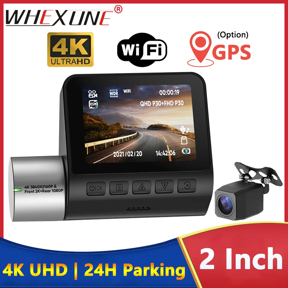 

4K Dashcam GPS WIFI 24h Parking Monitor Dash Cam for Car Dvr Dual Camera Front and Rear Night Vision Dvrs Mini Video Registrator