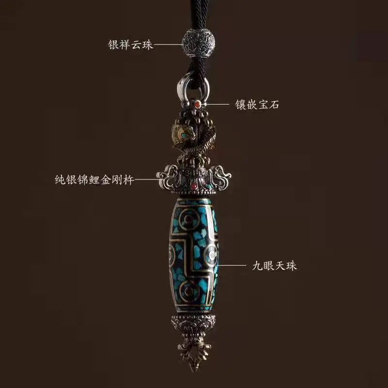 Demon Subduing Vajra Pestle Pendant Rotatable Cylinder Bar Pendant for Men Women Amulet Good Lucky Jewelry Accessories