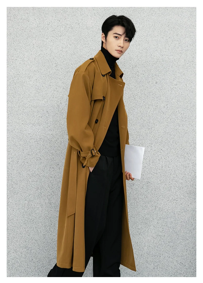 Autumn Winter Men's Trench Business Khaki Smart Casual Coat