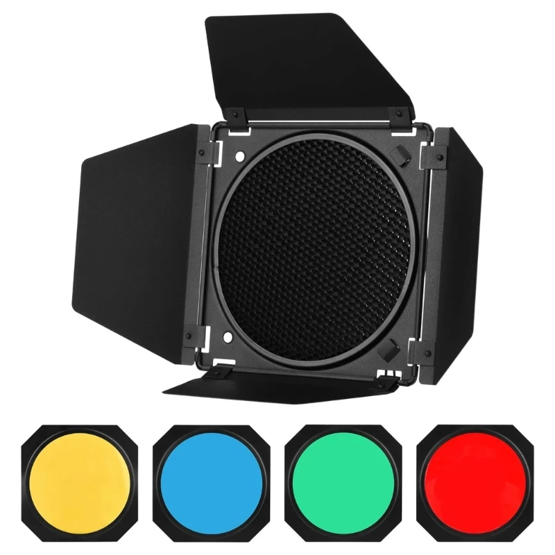 

Bowens Mount Barn Door with Honeycomb 4Color Filter Kits Standard Reflector J60A