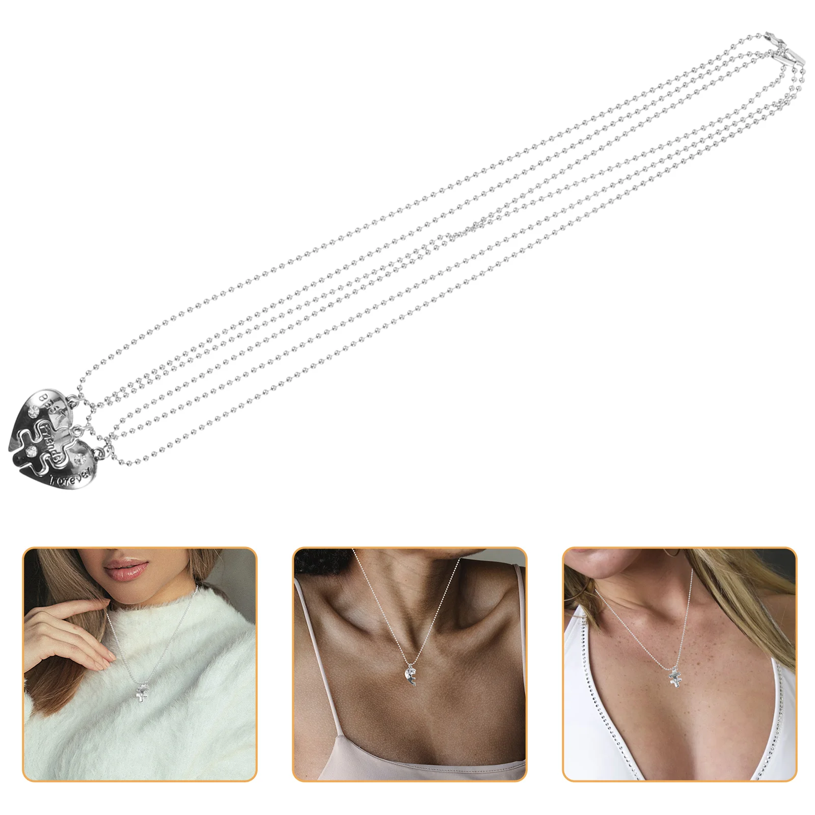 

TENDYCOCO Best Friend Necklace Alloy Necklace Pendants Gift for Girlfriend Boyfriend 3Pcs
