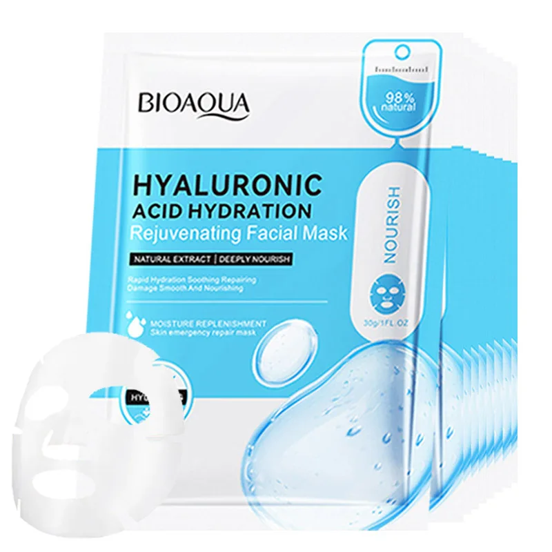 

10pcs BIOAQUA Hyaluronic Acid Face Mask skincare Moisturizing Brightening Firming Facial Masks Face Sheet Mask Skin Care