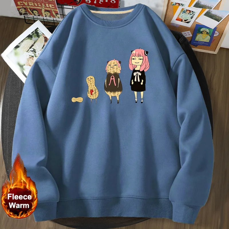 

Anya Smug Face Peanut Meme Graphic Sweatshirt Women Pullover Harajuku Spy X Family Hoodie Autumn Winter Womans Clothing Coats