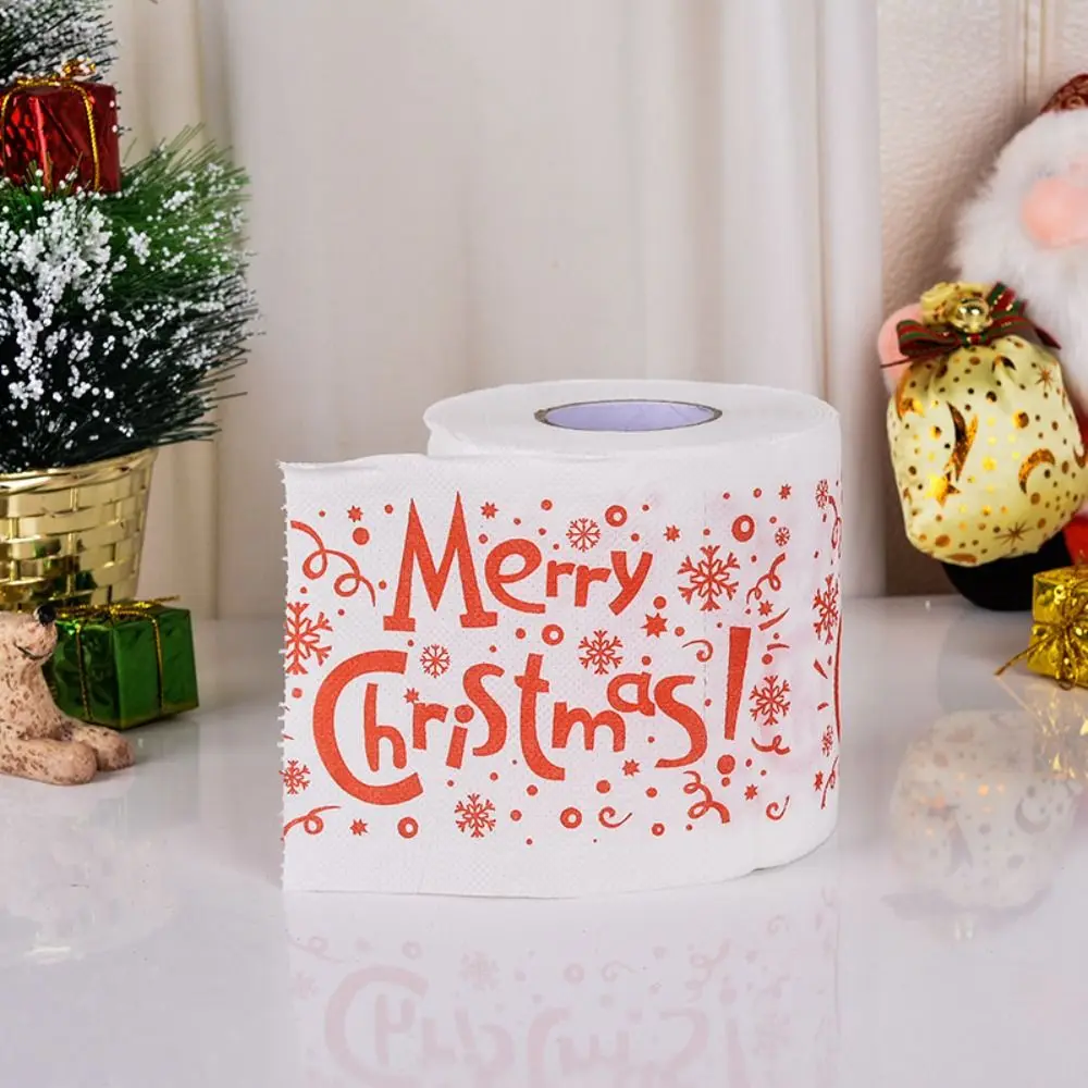 10*10cm Christmas Toilet Paper Santa Claus Printed Decor Tissue Roll Napkin