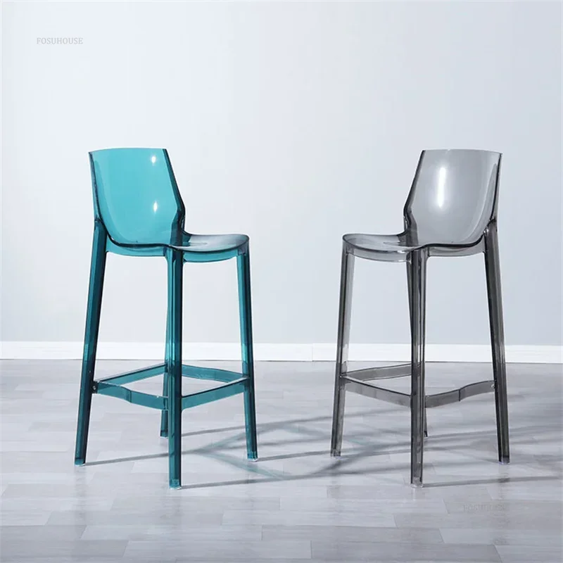 Nordic Acrylic Transparent Bar Chairs Household High Foot Stool Modern High Chair Nordic Plastic Crystal Bar Stools for Kitchen