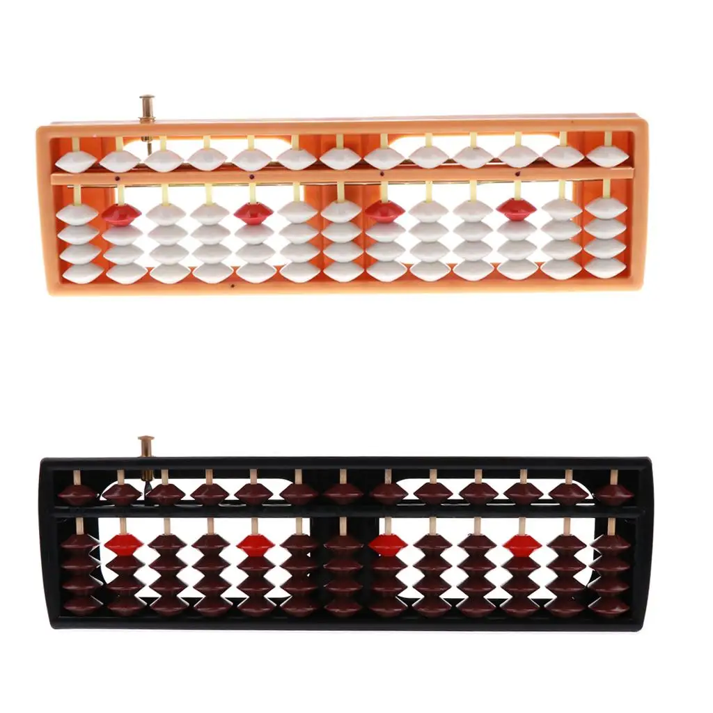 Japanese Soroban Style 13 Rods 5 Beads Plastic Abacus Arithmetic Math Ancient Calculator Number Counting Toy Orange