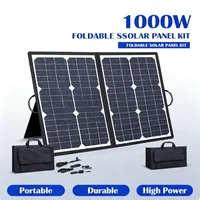 Kit de panneau solaire portable pliable de 1000W, chargeur solaire monocristallin avec accessoires complets pour le camping, les camping-cars et l'alimentation hors réseau. 3