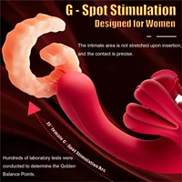 KUSHOR 3in1 Zunge Lecken Vibrator für Frauen G-punkt Klitoris Stimulator Dildo Vagina Massagegerät Weibliche Masturbation Erwachsene Sex Spielzeug 4