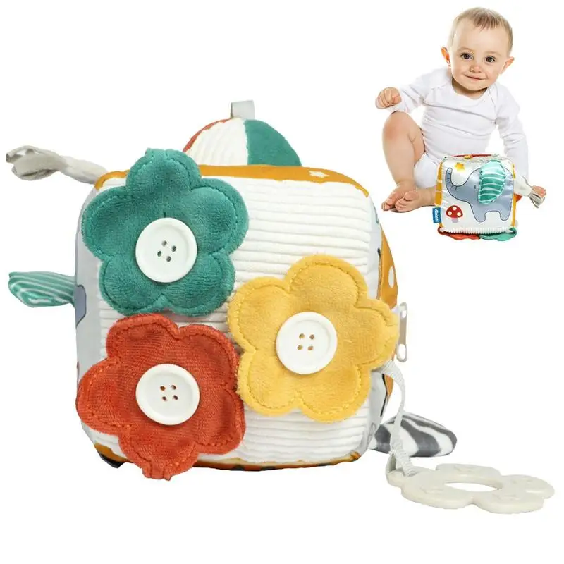 

Soft Plush Activity Cube Toddler Plush Preschool Learning Activity Cube Toy Montessori Toys For Toddler Ages 0-3 Learning Toys