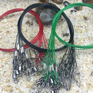 Anti Bite Steel Fishing Line Steel Wire Leader With Swivel Fishing