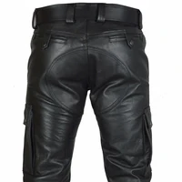 Wear Trouser Pants Men's Slim Fit Pencil Pants in Solid Color PU Leather Perfect for Punk and Motorcycle Style 4