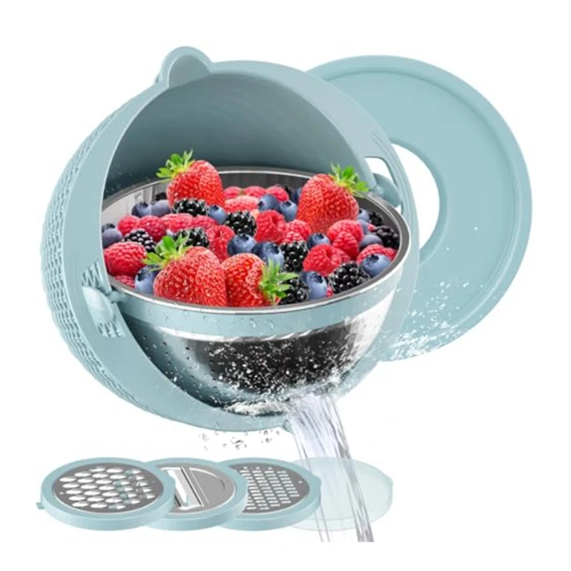 

Colander With Mixing Bowl Grater Set Colander Bowl Fruit Strainer Bowl Colanders&Food Strainers Rotatable Kitchen Bowl Durable