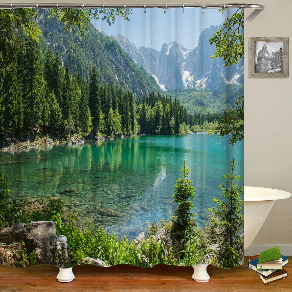 Forest Natural Scenery Shower Curtains Landscape 3d Print Bath Curtain