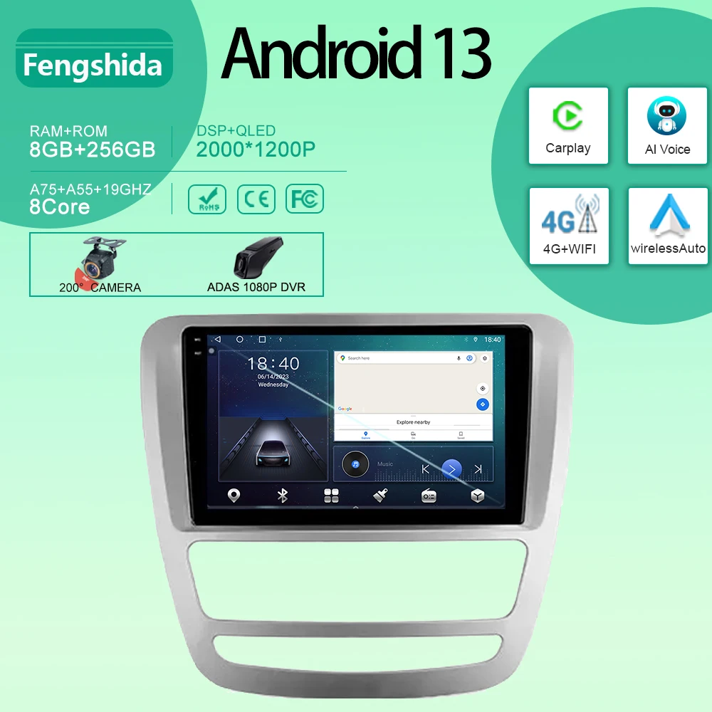 

Car For JAC T6 1 2015 - 2021 Android Auto Radio Stereo Head Unit Multimedia Player GPS Navigation Carplay WIFI QLED No 2din DVD