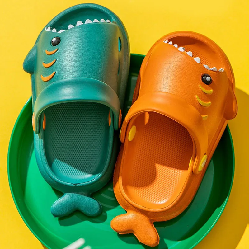 Children Sandals Baby Shoes Kids Shoes Kids Sandals Cartoon Shark Summer Toddler Boys Girls Soft Sole Anti-Slip Slippers