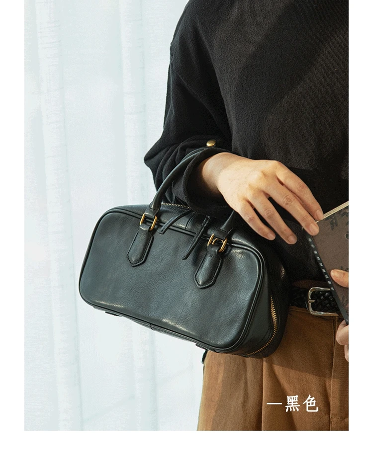 PNDME Designer handgefertigte Luxus-Damenhandtasche aus pflanzlich gegerbtem Rindsleder, einfache, lässige Damen-Umhängetasche aus echtem Leder – Detail 16