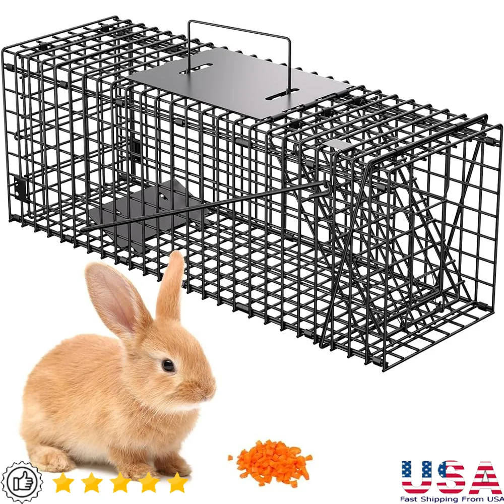 Humane Capture Live Animal Trap Cage Stray Cats Raccoons Medium Size Durable Foldable Outdoor Indoor Use