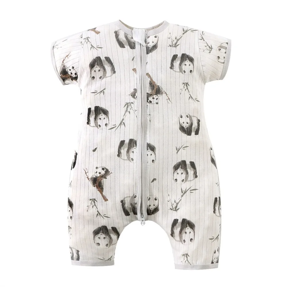 Baby Cartoon Print Short Sleeve Romper, Newborn Infant Cotton Jumpsuit Multi-Color Baby Onesie for Summer