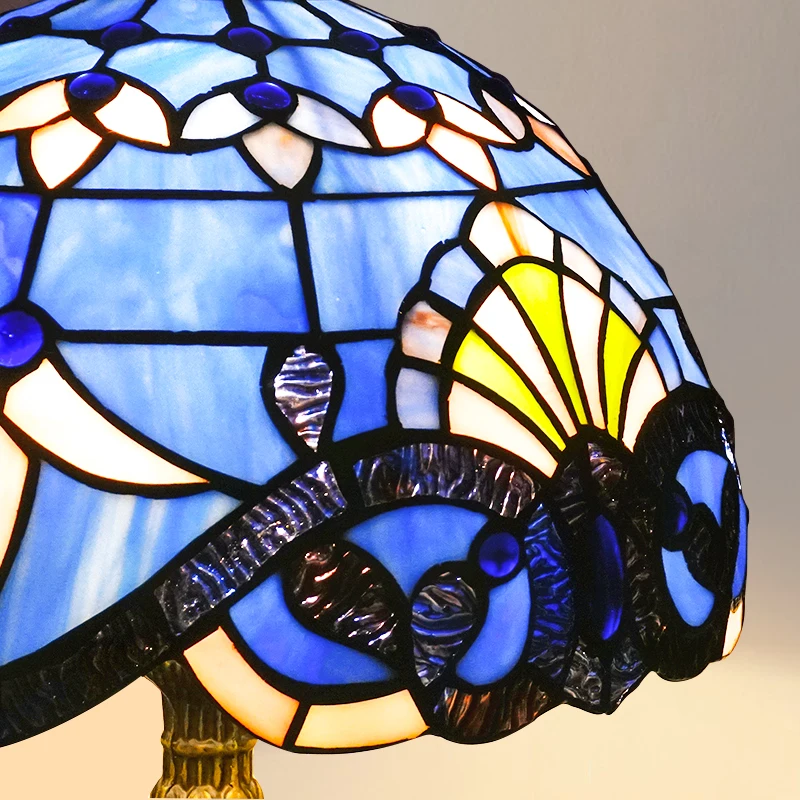 Lampe de table en verre teinté bleu mer, lampe Tiffany, style libellule,  bureau, lampe de lecture, décor à côté de la chambre, amaran, 12x12x18 -  AliExpress